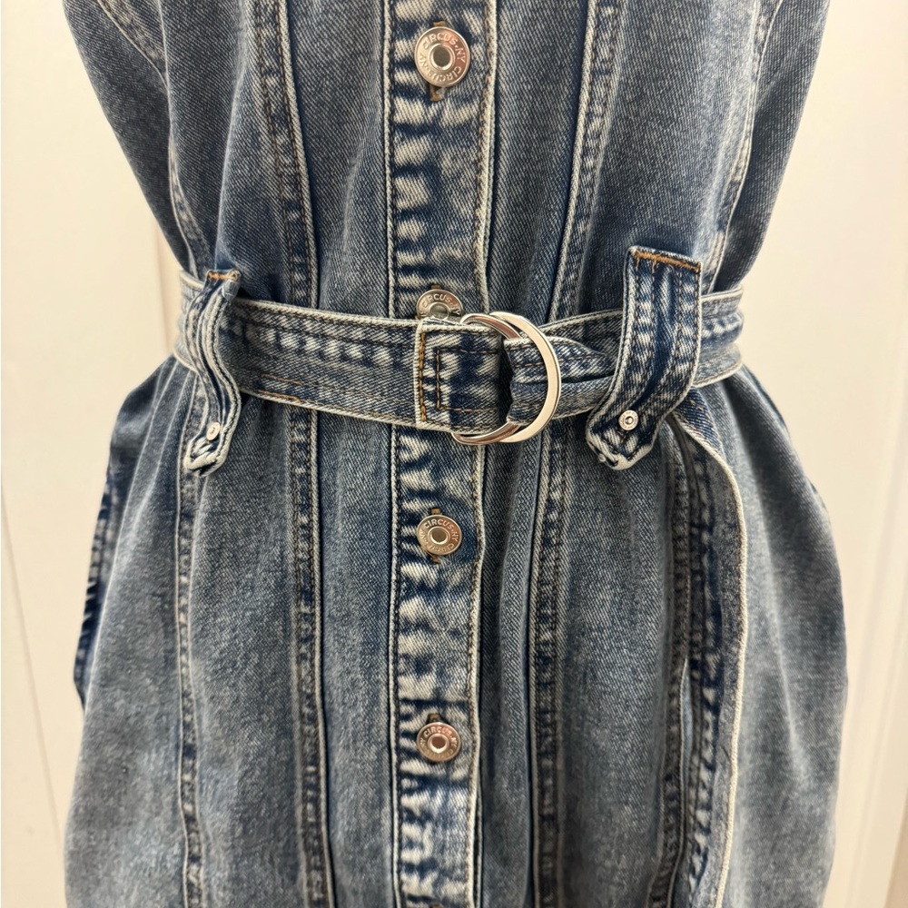 Circus NY Halter collared belted denim dress - Picture 4 of 8